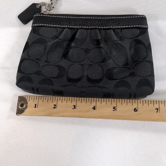 Coach Black Signature Monogram Wristlet Wallet Purse Bag Wrist Strap Canvas - Picture 10 of 14